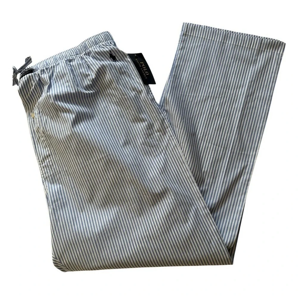 Polo Ralph Lauren Pajama Pants Mens 1XT Blue/White Striped Lounge Sleepwear NWT